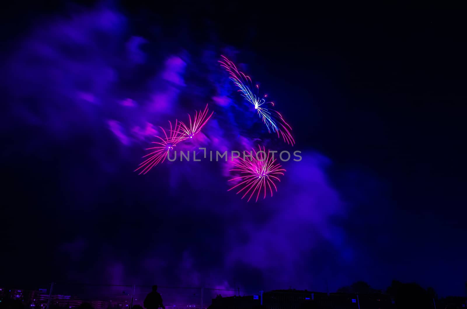 Very beautiful firework in to the sky of Pamplona/ Spain in celebrating