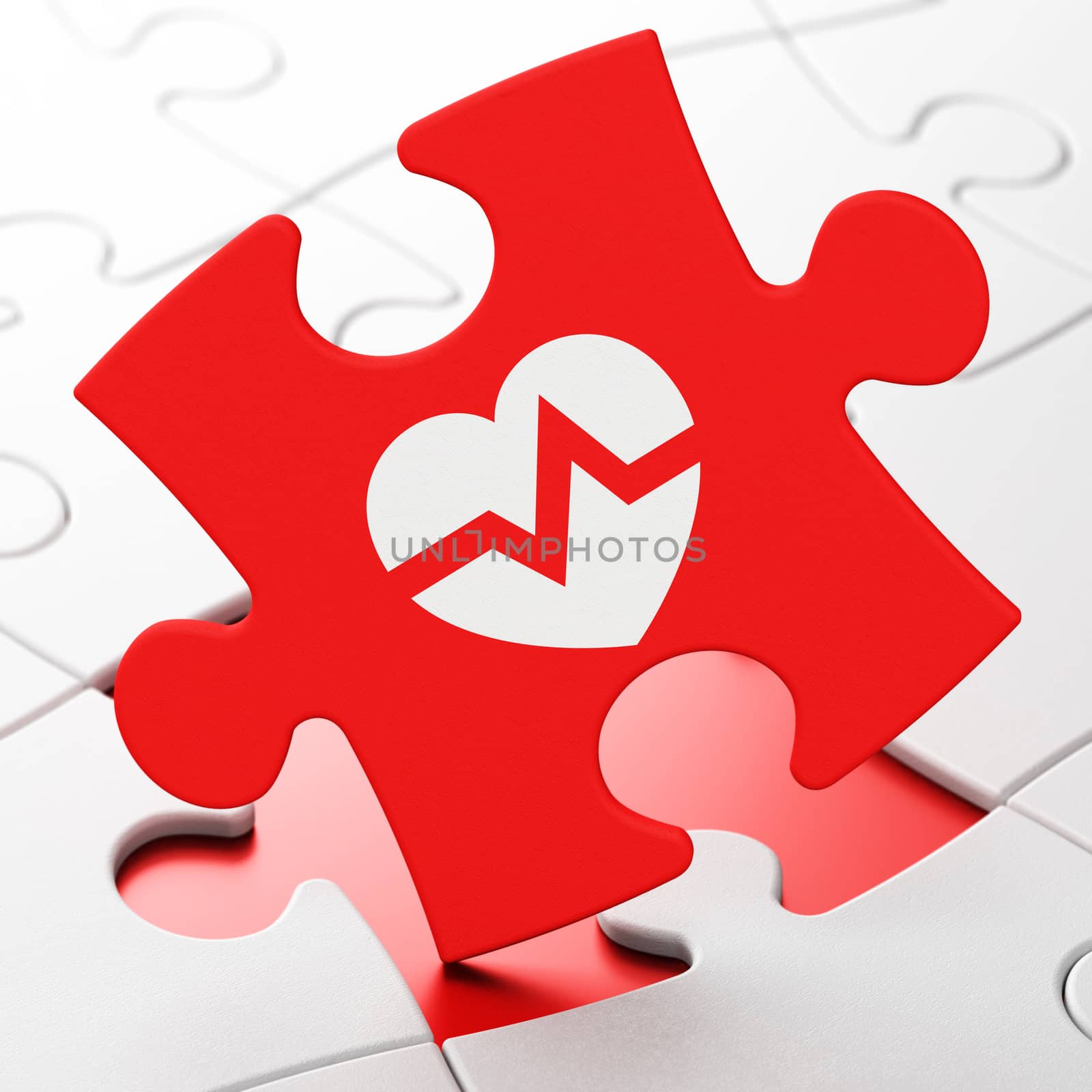 Medicine concept: Heart on puzzle background by maxkabakov