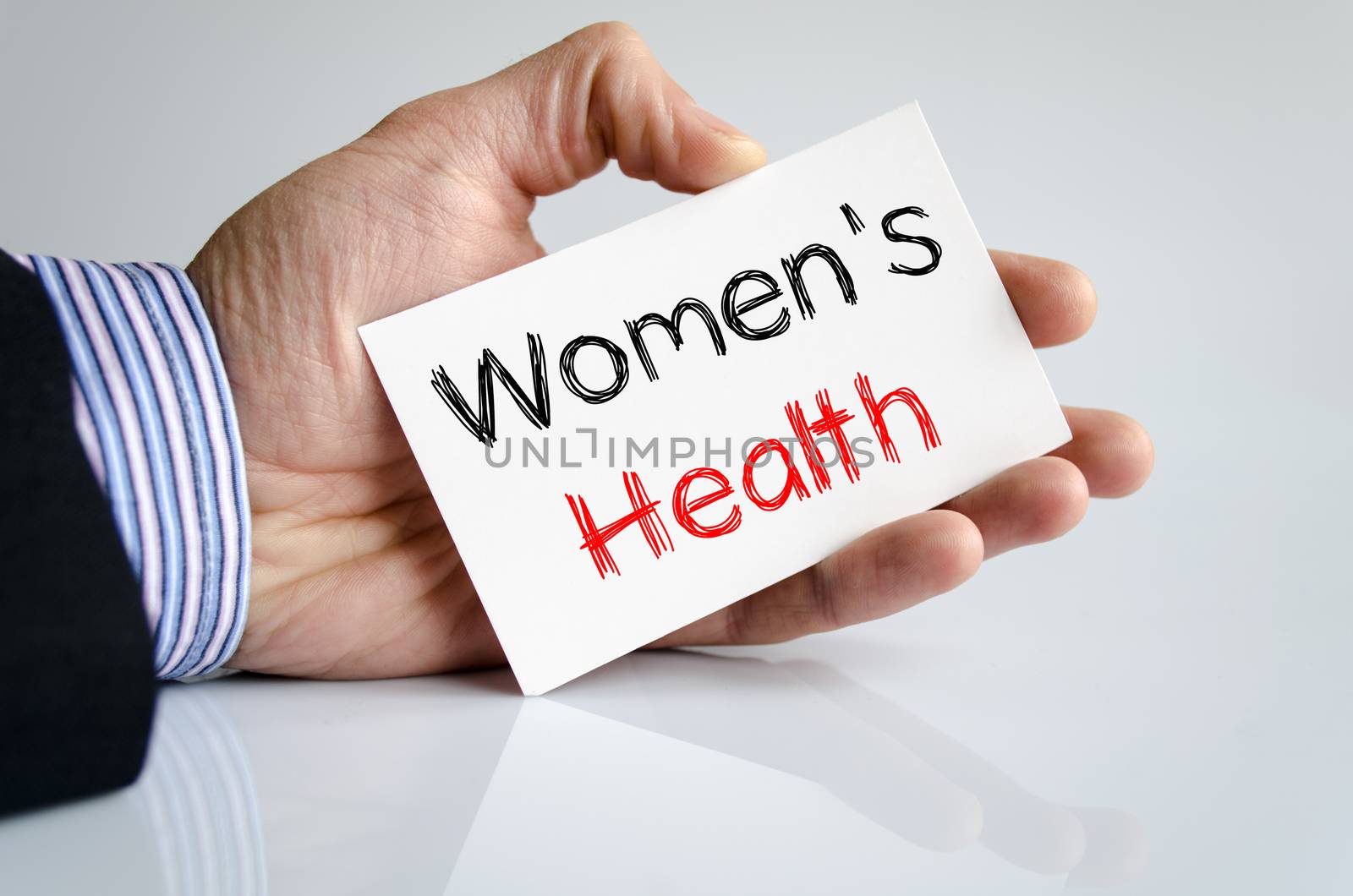 Women's health text concept isolated over white background
