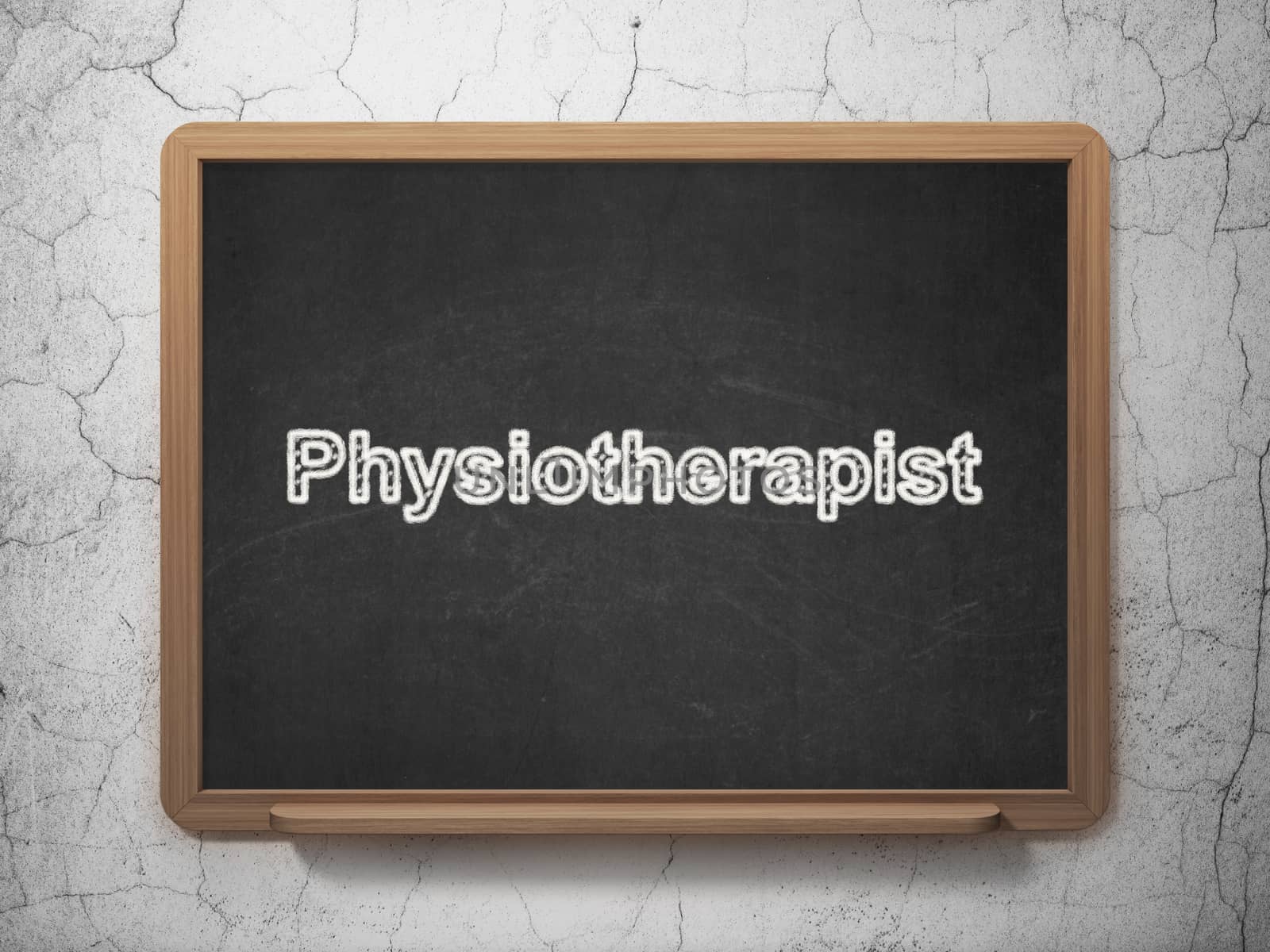 Health concept: Physiotherapist on chalkboard background by maxkabakov