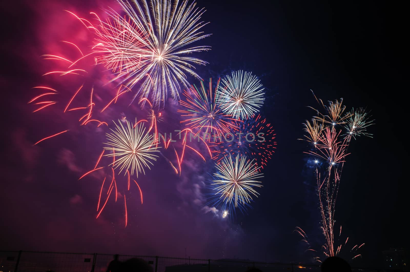 Very beautiful firework in to the sky of Pamplona/ Spain in celebrating