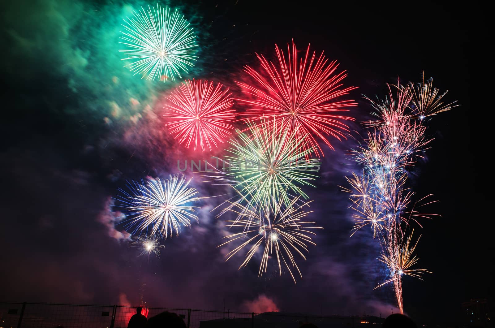 Very beautiful firework in to the sky of Pamplona/ Spain in celebrating