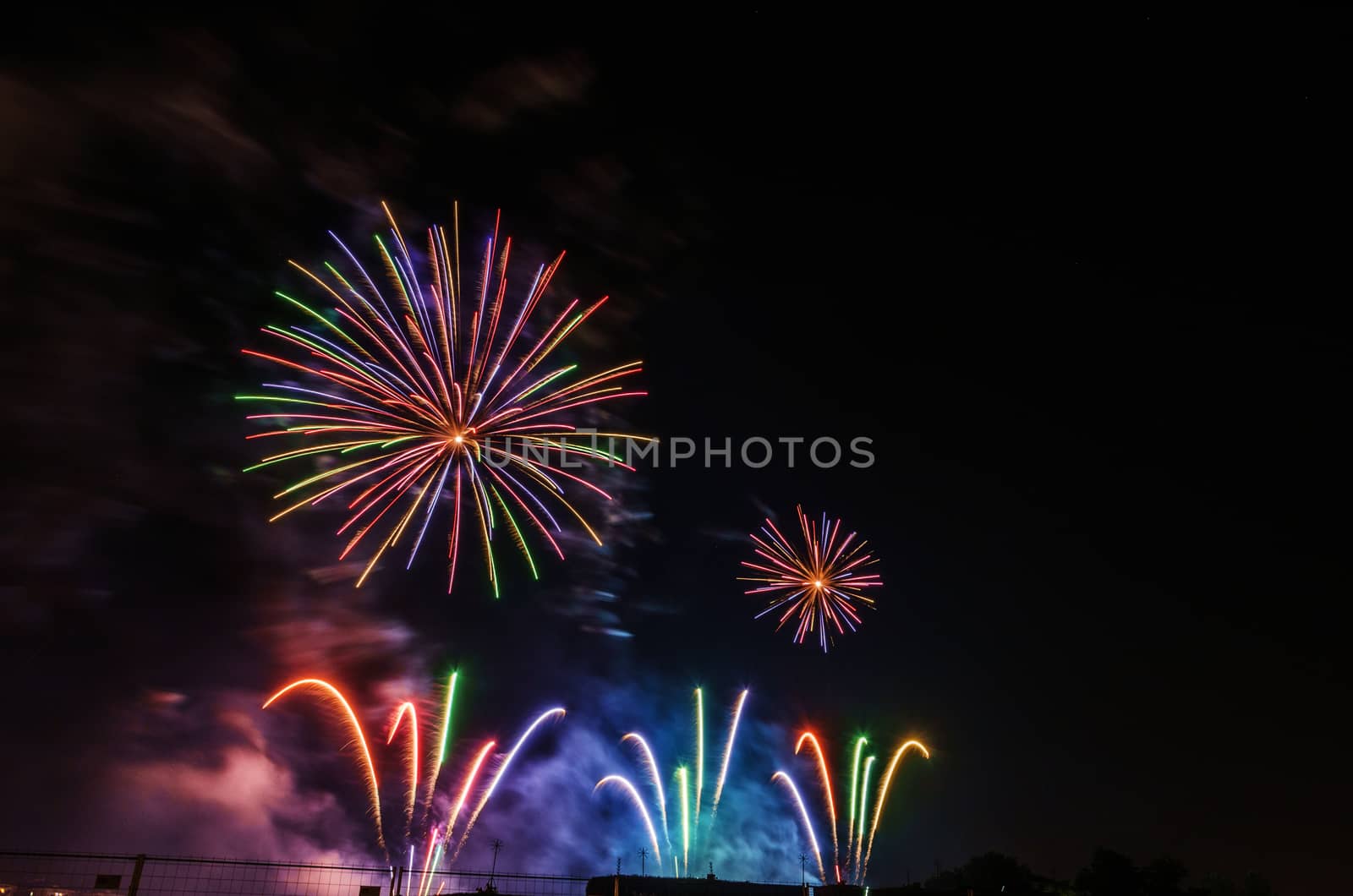 Very beautiful firework in to the sky of Pamplona/ Spain in celebrating