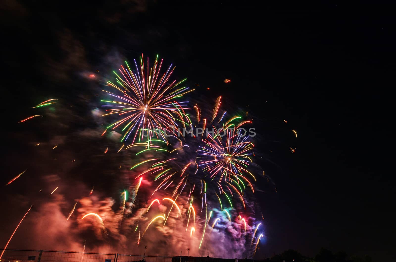 Very beautiful firework in to the sky of Pamplona/ Spain in celebrating