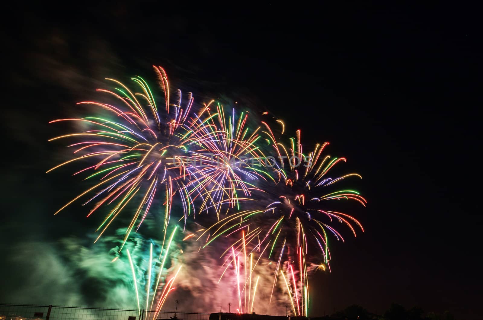 Very beautiful firework in to the sky of Pamplona/ Spain in celebrating