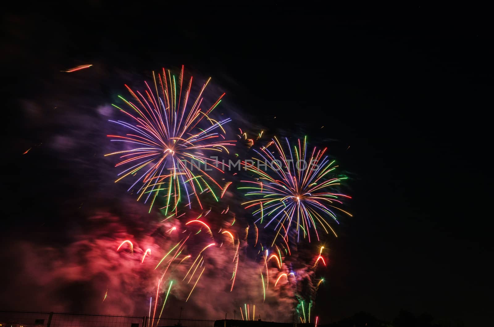 Very beautiful firework in to the sky of Pamplona/ Spain in celebrating