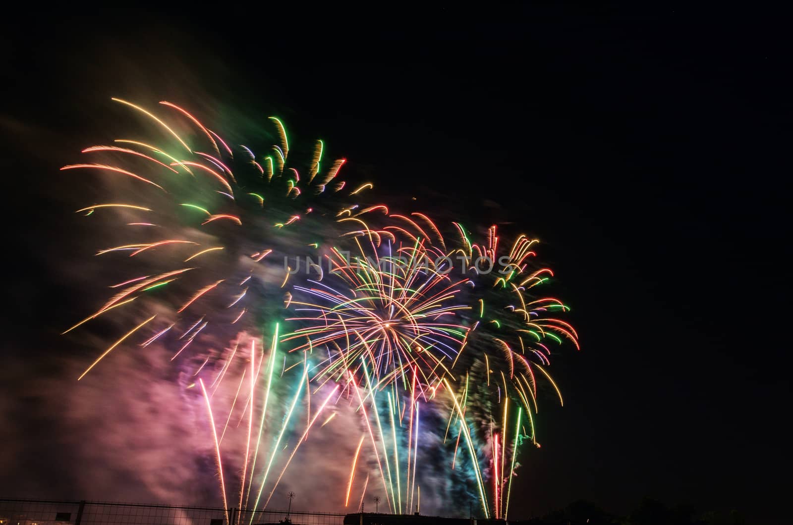 Very beautiful firework in to the sky of Pamplona/ Spain in celebrating