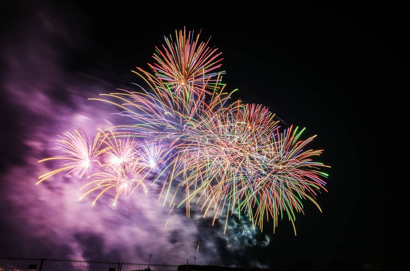 Very beautiful firework in to the sky of Pamplona/ Spain in celebrating