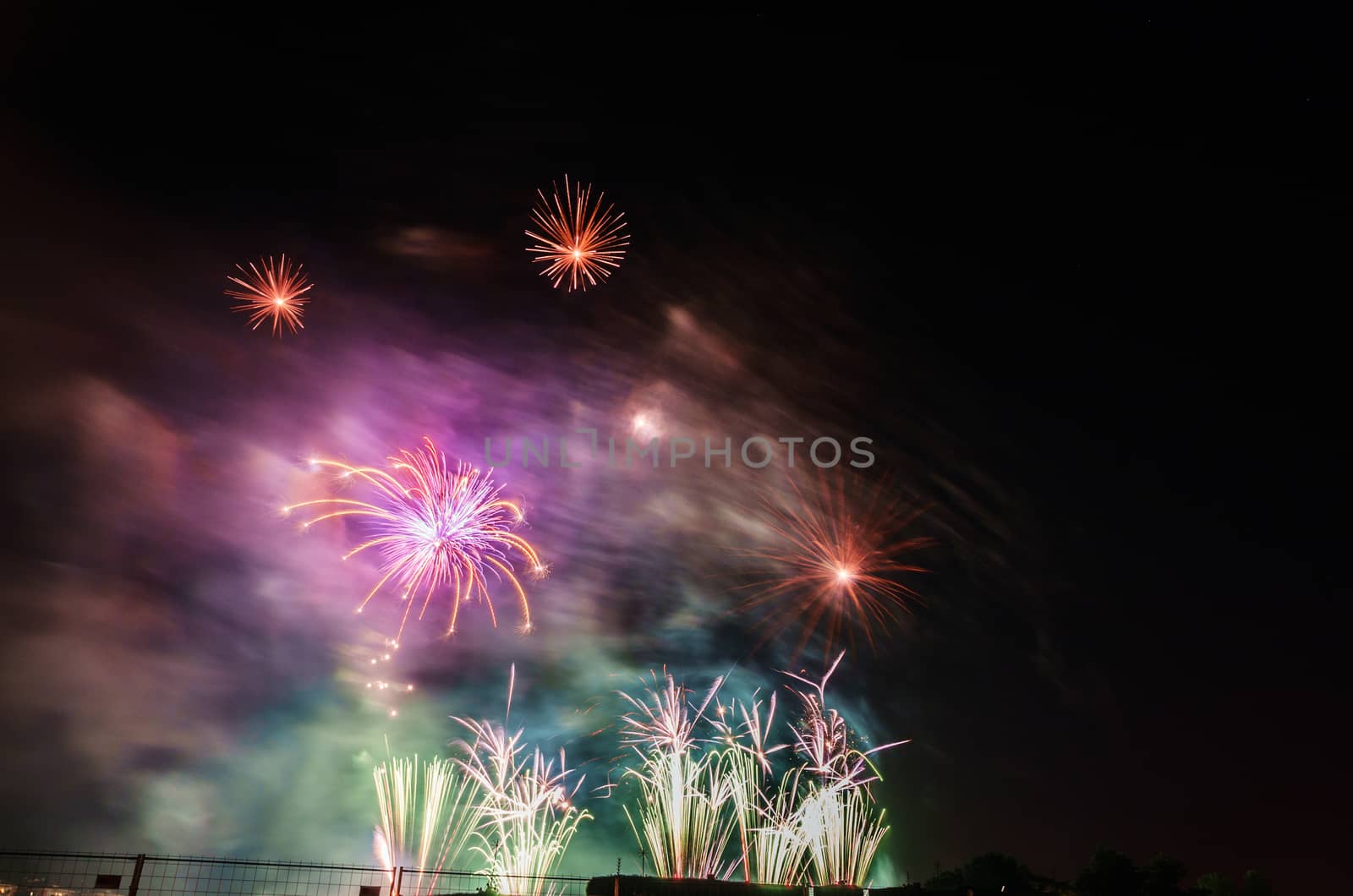 Very beautiful firework in to the sky of Pamplona/ Spain in celebrating