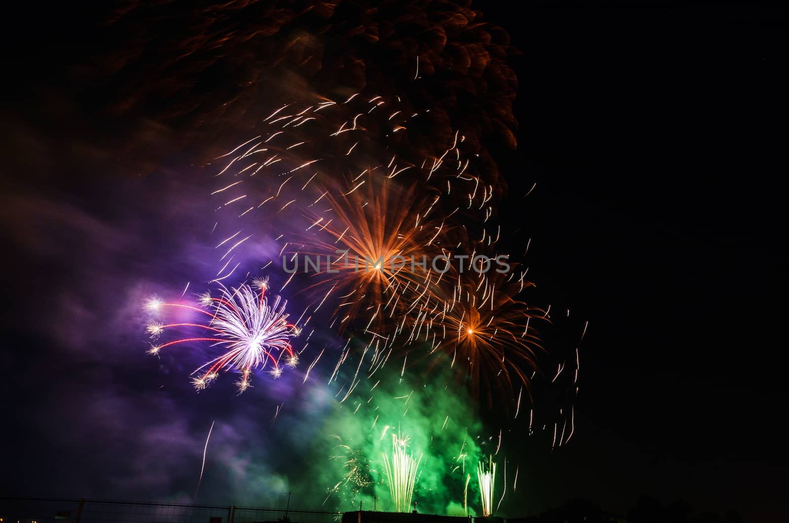 Very beautiful firework in to the sky of Pamplona/ Spain in celebrating