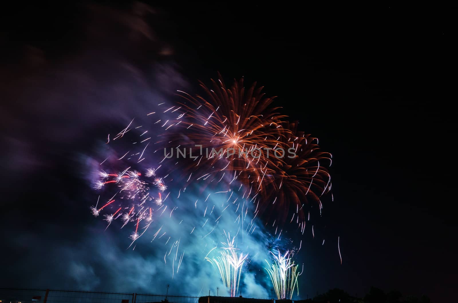 Very beautiful firework in to the sky of Pamplona/ Spain in celebrating