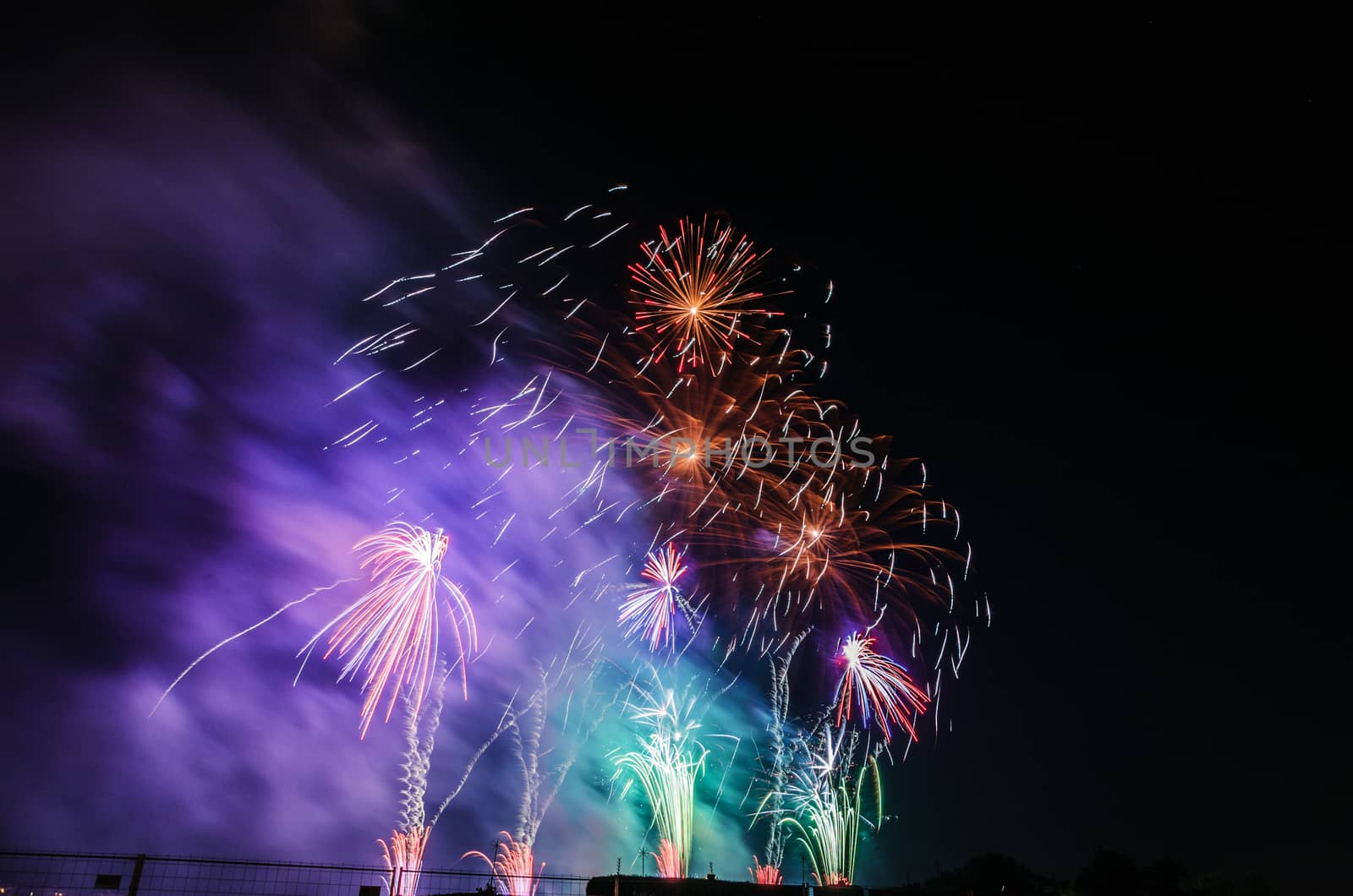 Very beautiful firework in to the sky of Pamplona/ Spain in celebrating