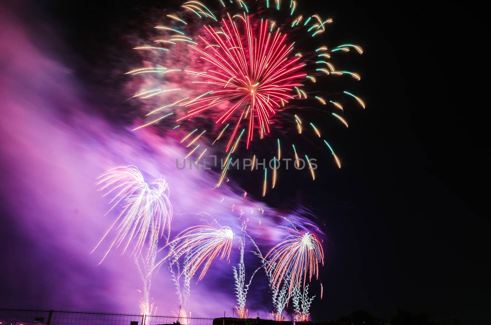 Very beautiful firework in to the sky of Pamplona/ Spain in celebrating