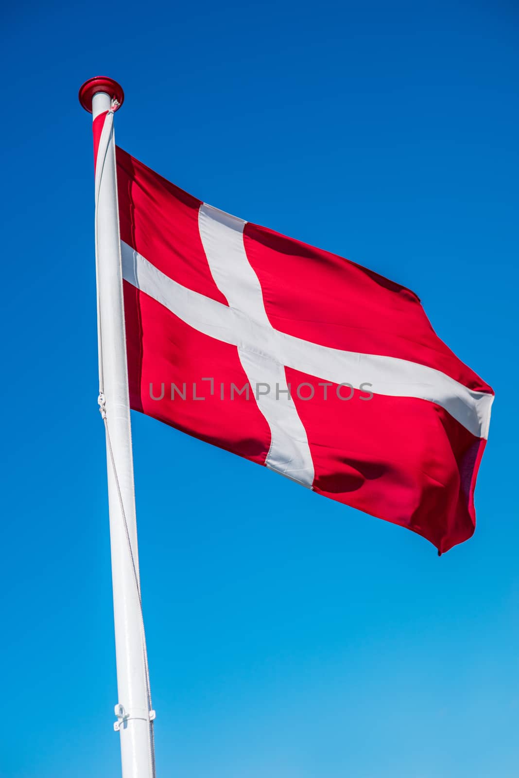 Danish flag on a flag pole by Sportactive