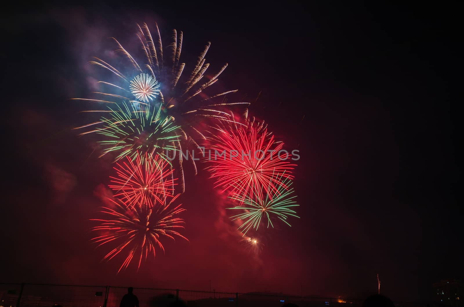 Very beautiful firework in to the sky of Pamplona/ Spain in celebrating