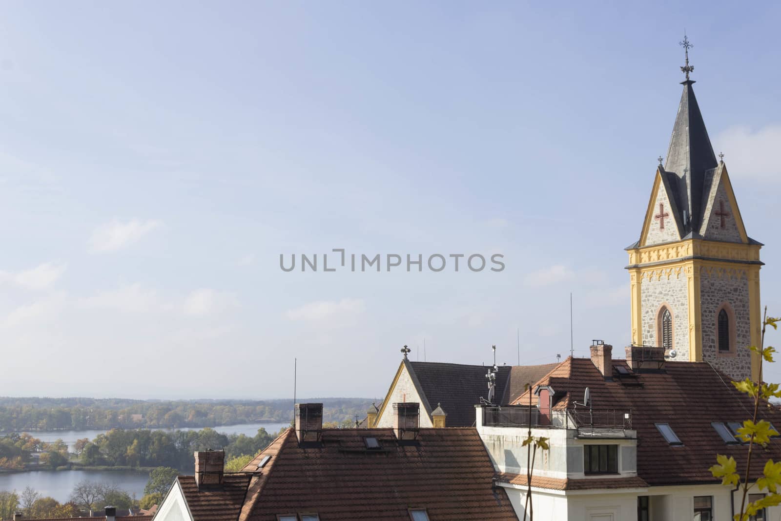 Views of small Czech town Hluboka nad Vltavou.