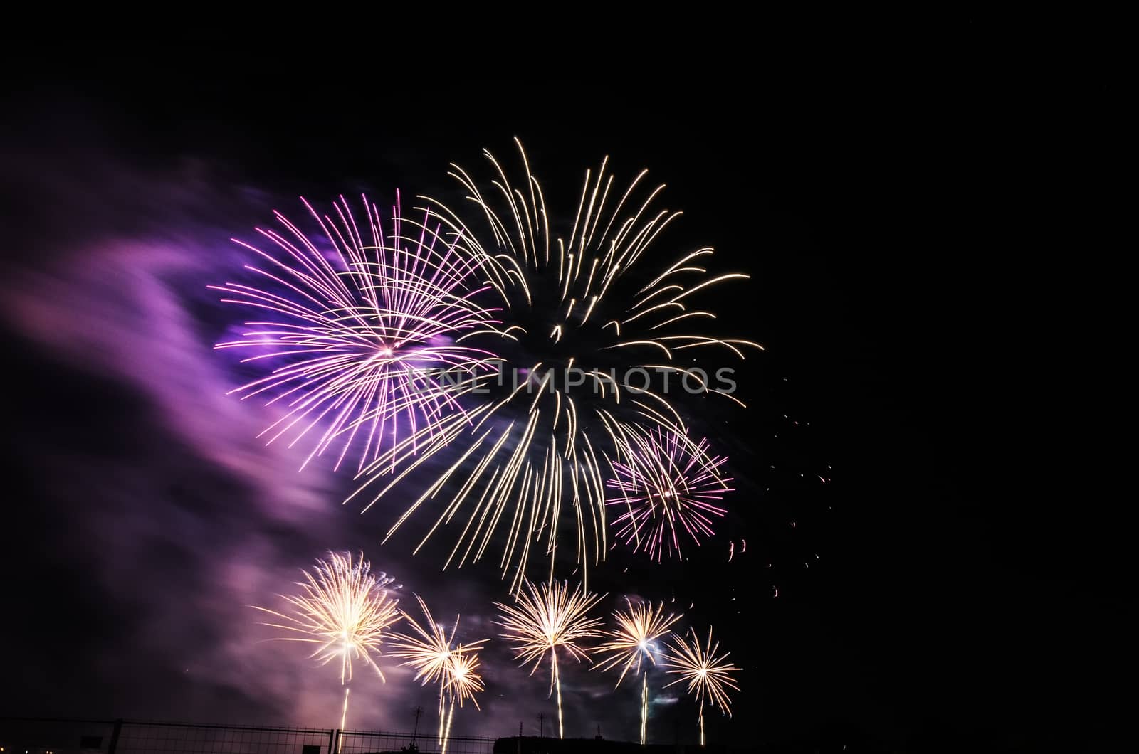 Very beautiful firework in to the sky of Pamplona/ Spain in celebrating