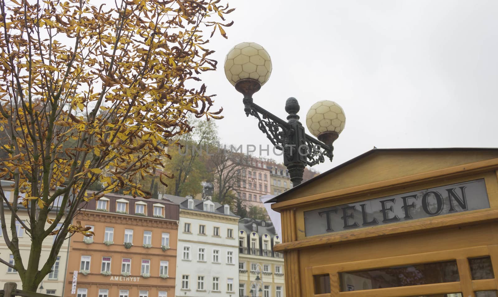 Views of Czech town Karlovy Vary in autumn.