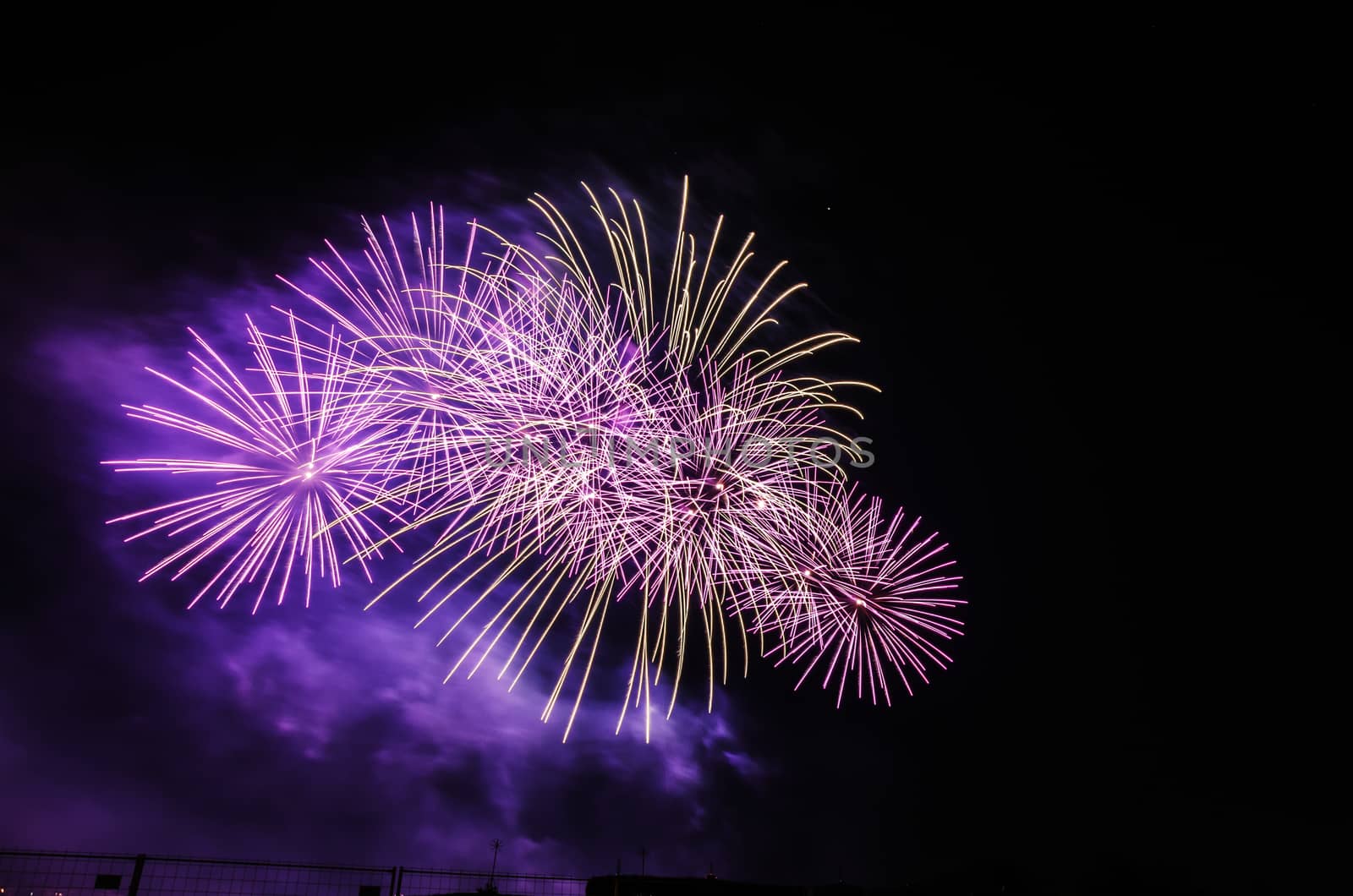 Very beautiful firework in to the sky of Pamplona/ Spain in celebrating