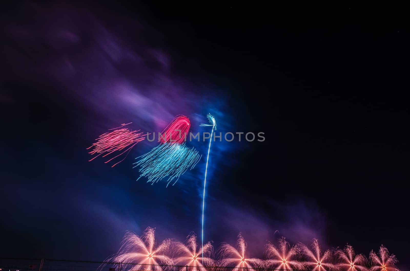 Very beautiful firework in to the sky of Pamplona/ Spain in celebrating