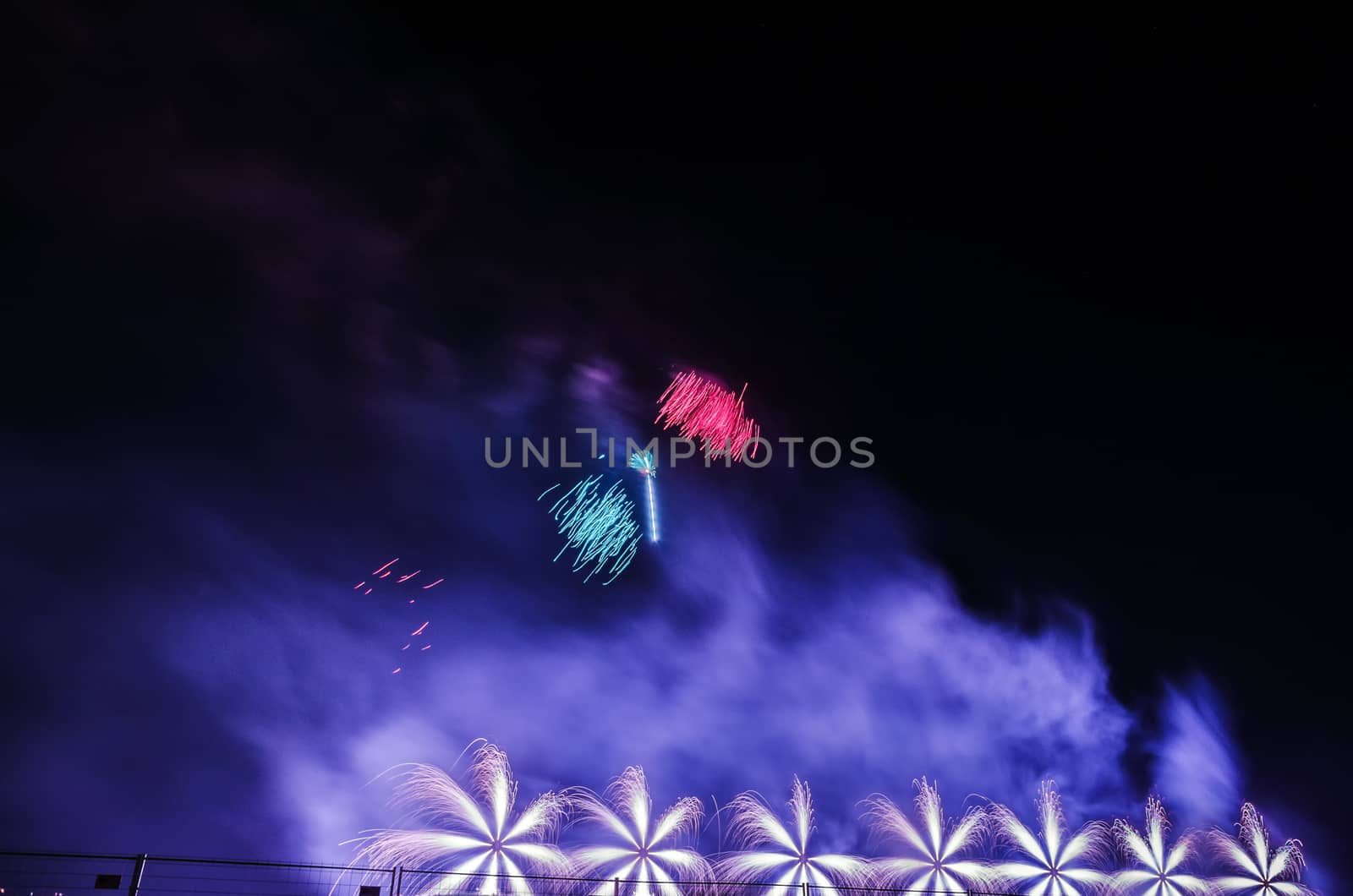 Very beautiful firework in to the sky of Pamplona/ Spain in celebrating