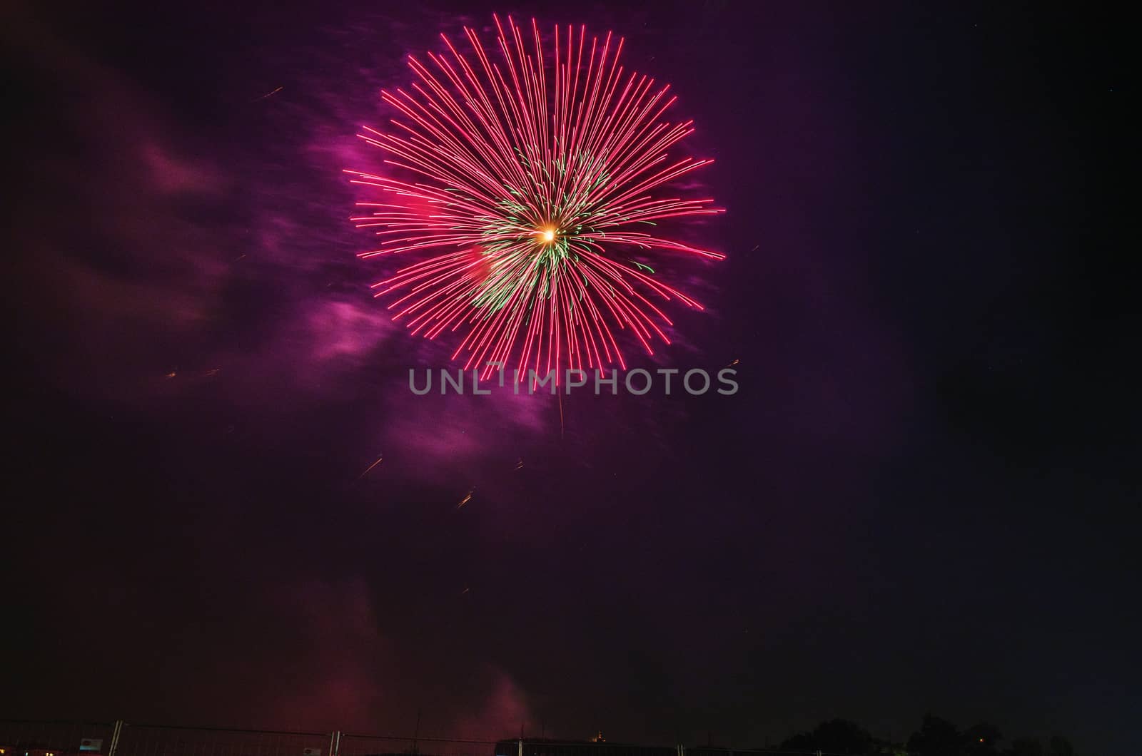 Very beautiful firework in to the sky of Pamplona/ Spain in celebrating