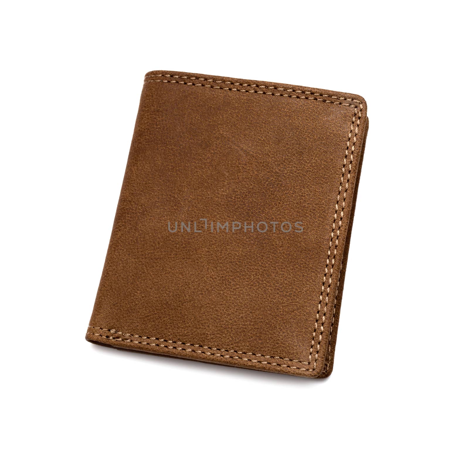 Brown leather wallet isolated on white background. by DNKSTUDIO