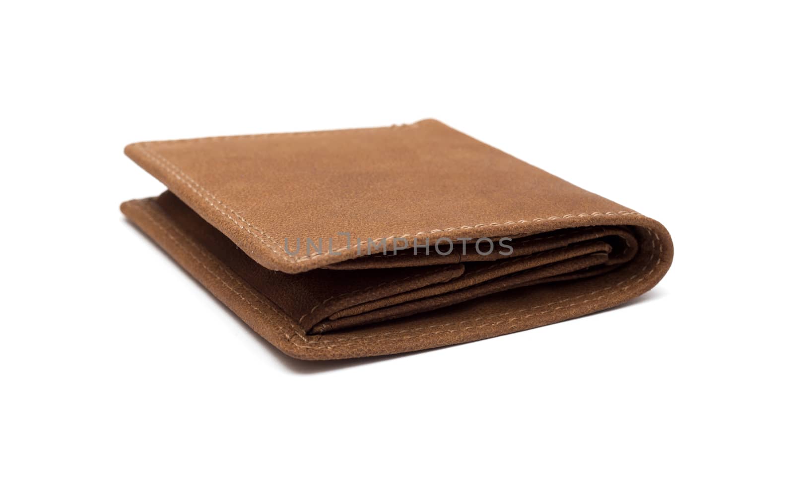 Brown leather wallet isolated on white background. by DNKSTUDIO