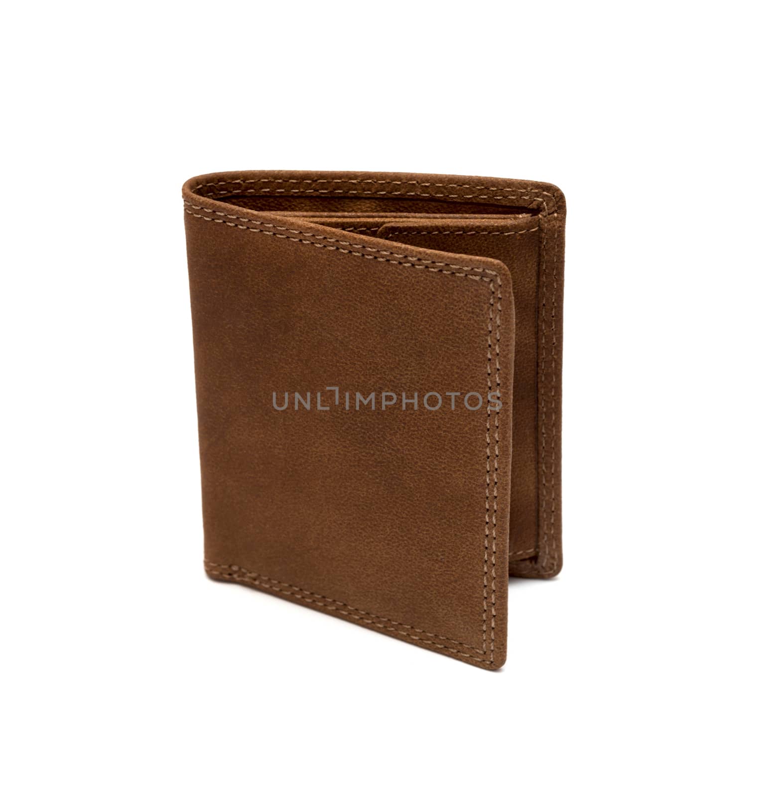 Brown leather wallet isolated on white background. by DNKSTUDIO