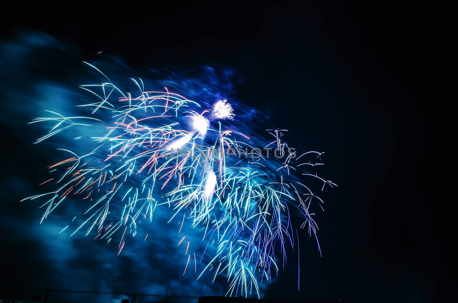 Very beautiful firework in to the sky of Pamplona/ Spain in celebrating