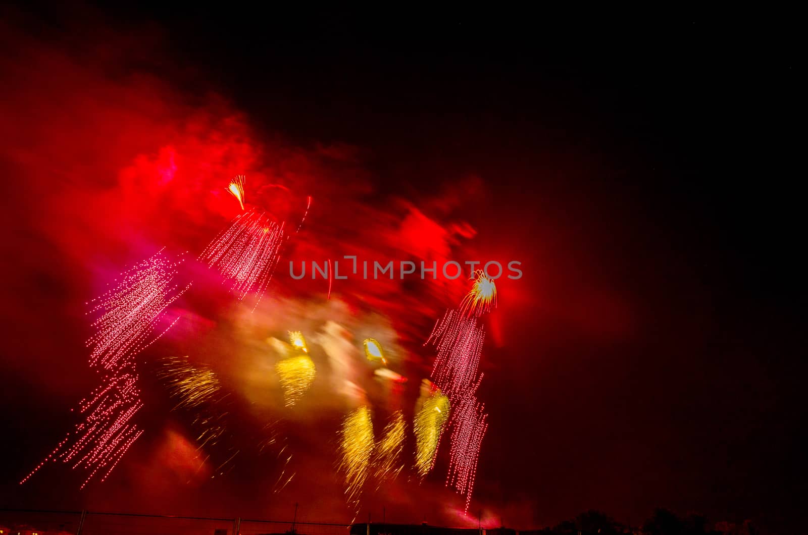 Very beautiful firework in to the sky of Pamplona/ Spain in celebrating