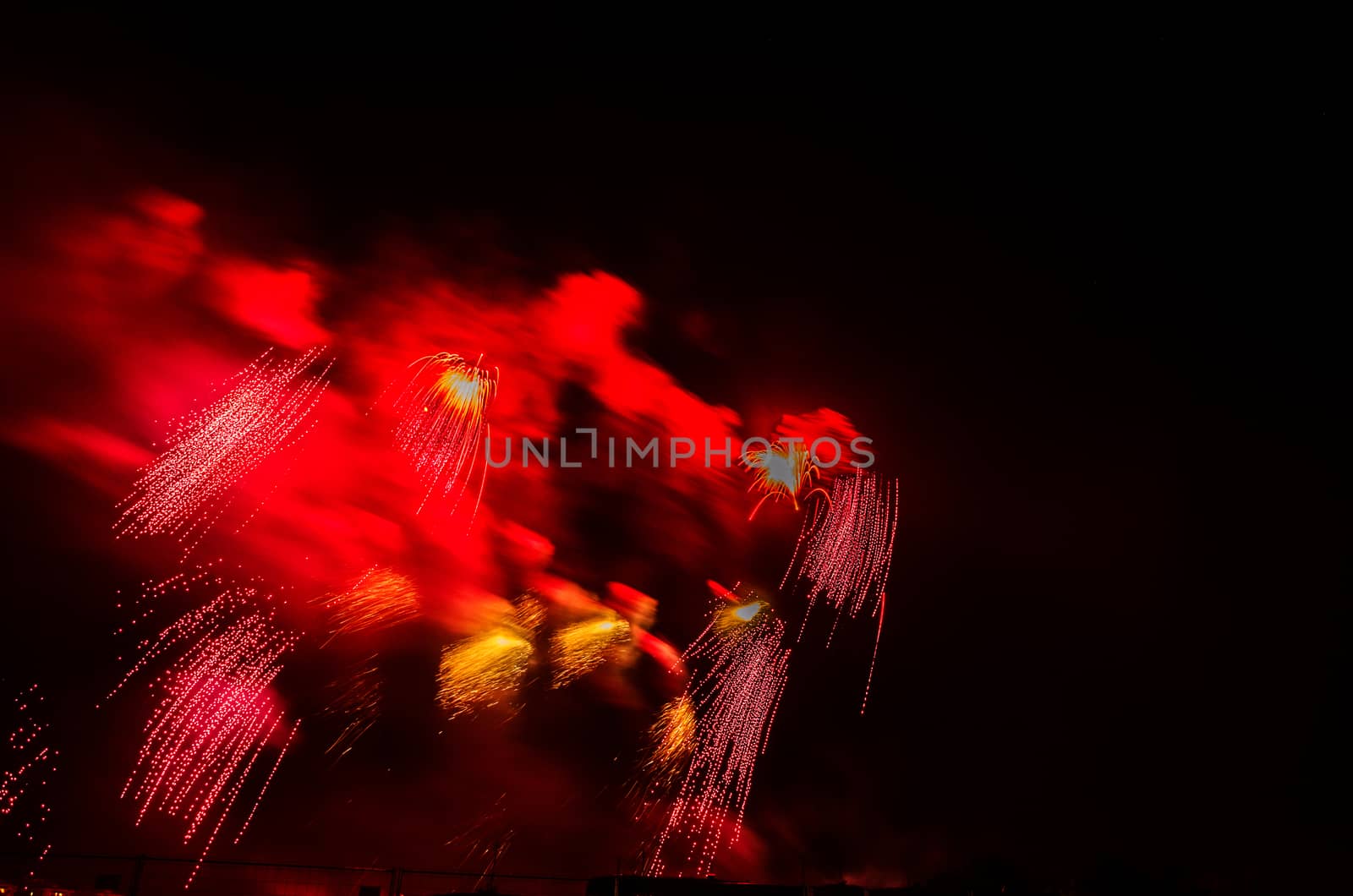 Very beautiful firework in to the sky of Pamplona/ Spain in celebrating