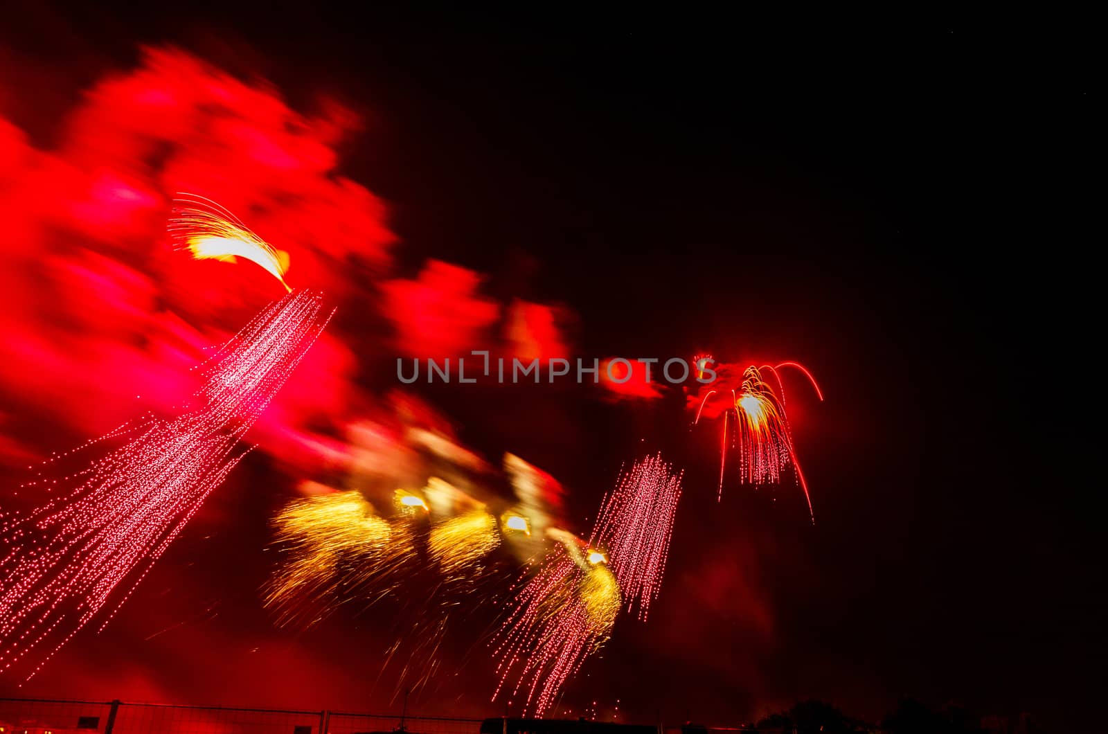 Very beautiful firework in to the sky of Pamplona/ Spain in celebrating