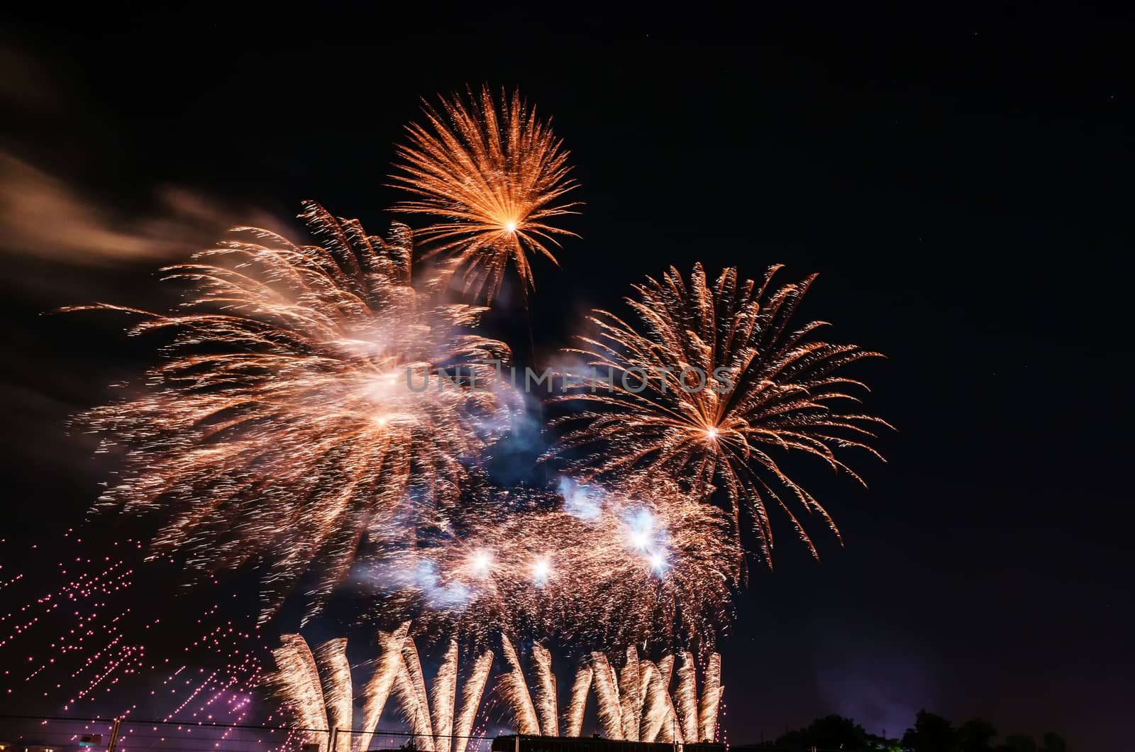 Very beautiful firework in to the sky of Pamplona/ Spain in celebrating