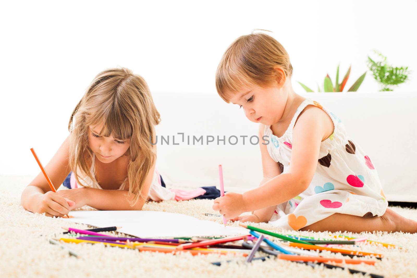 Two Little girls drawing by MilanMarkovic78