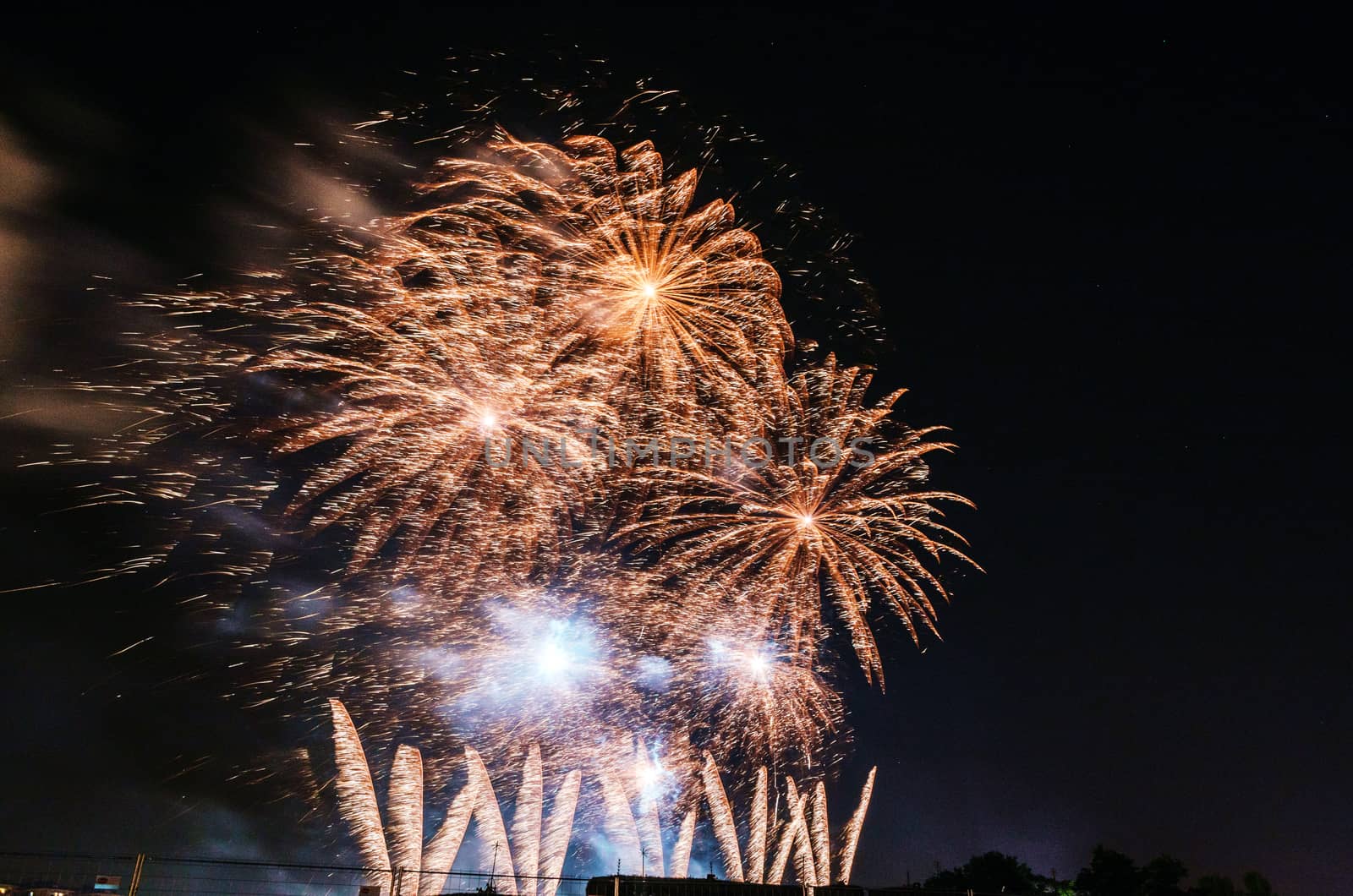 Very beautiful firework in to the sky of Pamplona/ Spain in celebrating