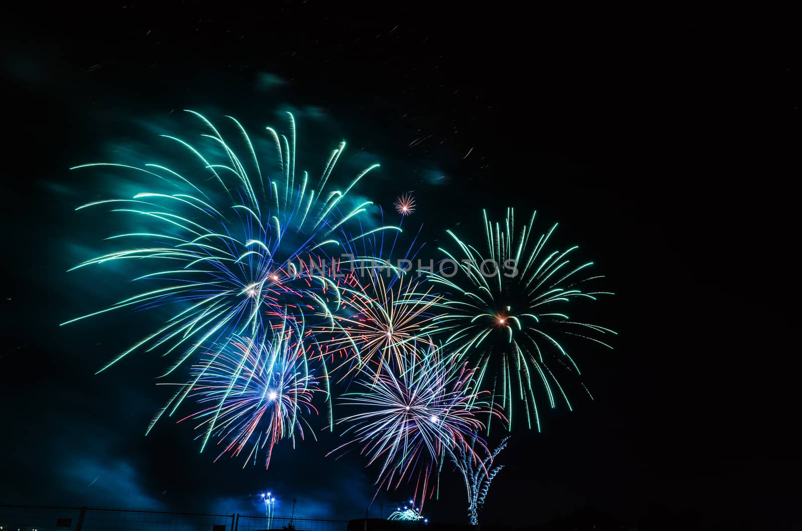 Very beautiful firework in to the sky of Pamplona/ Spain in celebrating