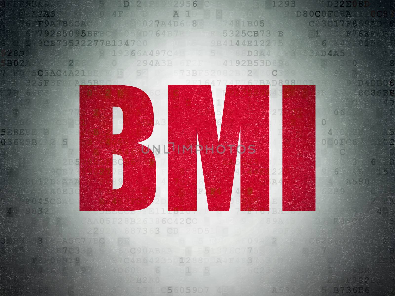 Healthcare concept: Painted red word BMI on Digital Paper background