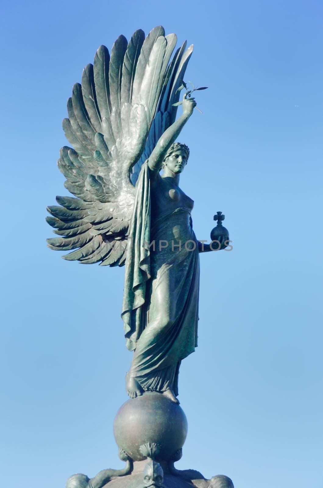 War memorial statue with wings