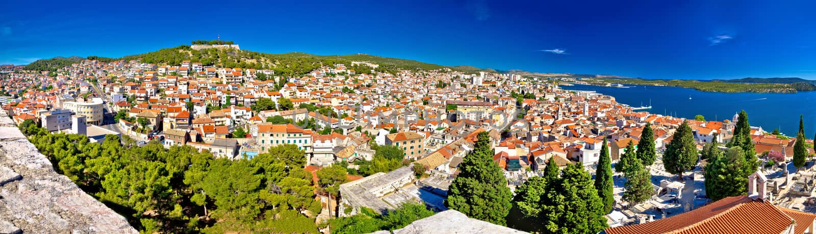 City of Sibenik rooftops panorama, Dalmatia, Croatia