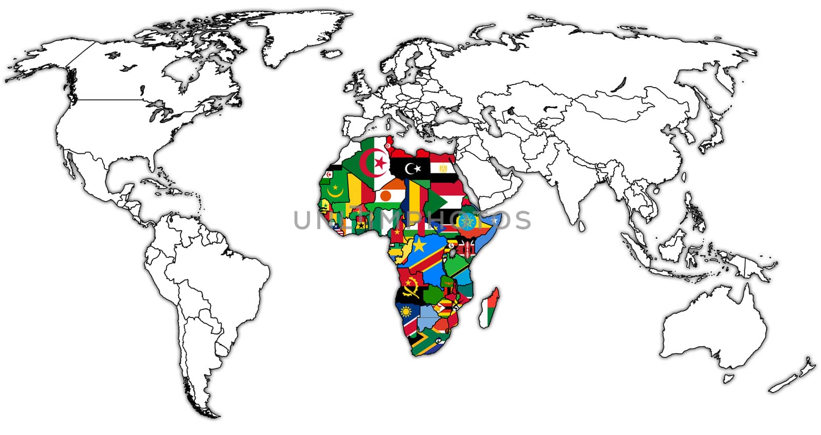 african union on world map with national borders