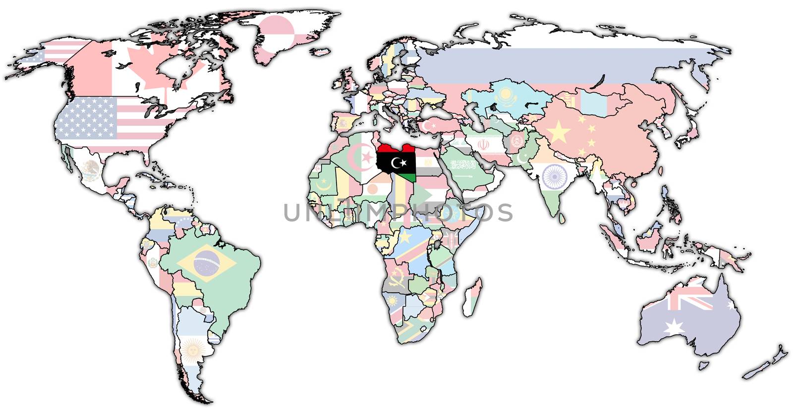 libya territory on world map by michal812