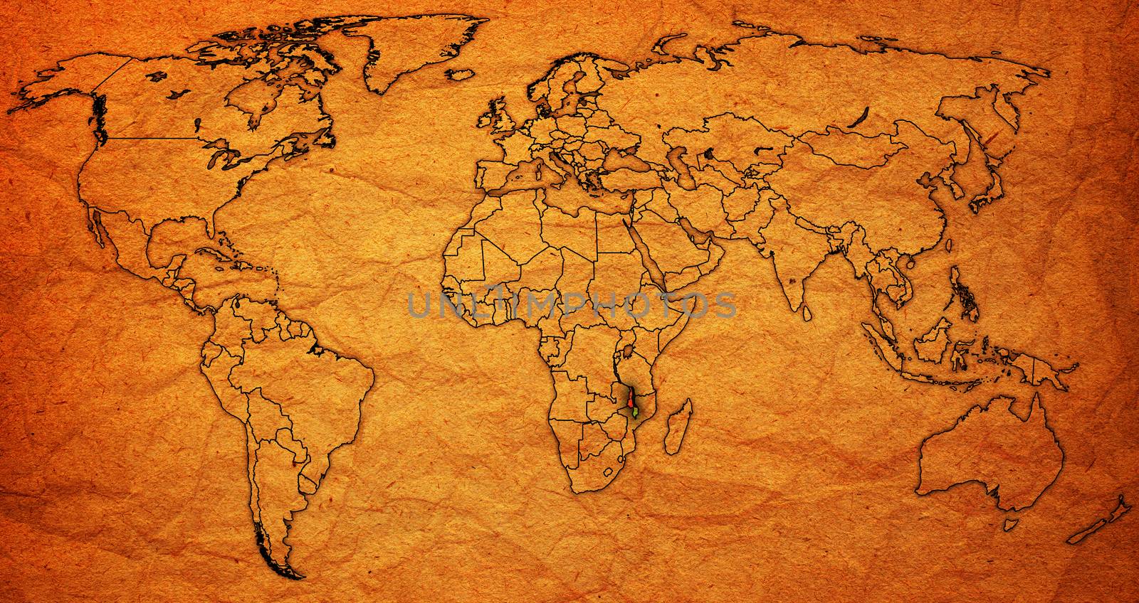 malawi territory on world map by michal812