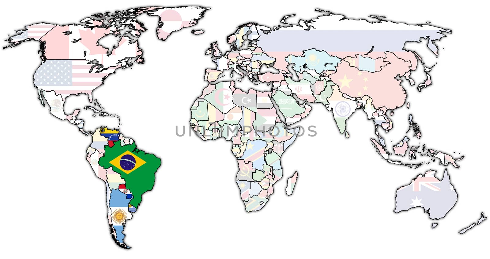 Southern Common Market on world map with national borders
