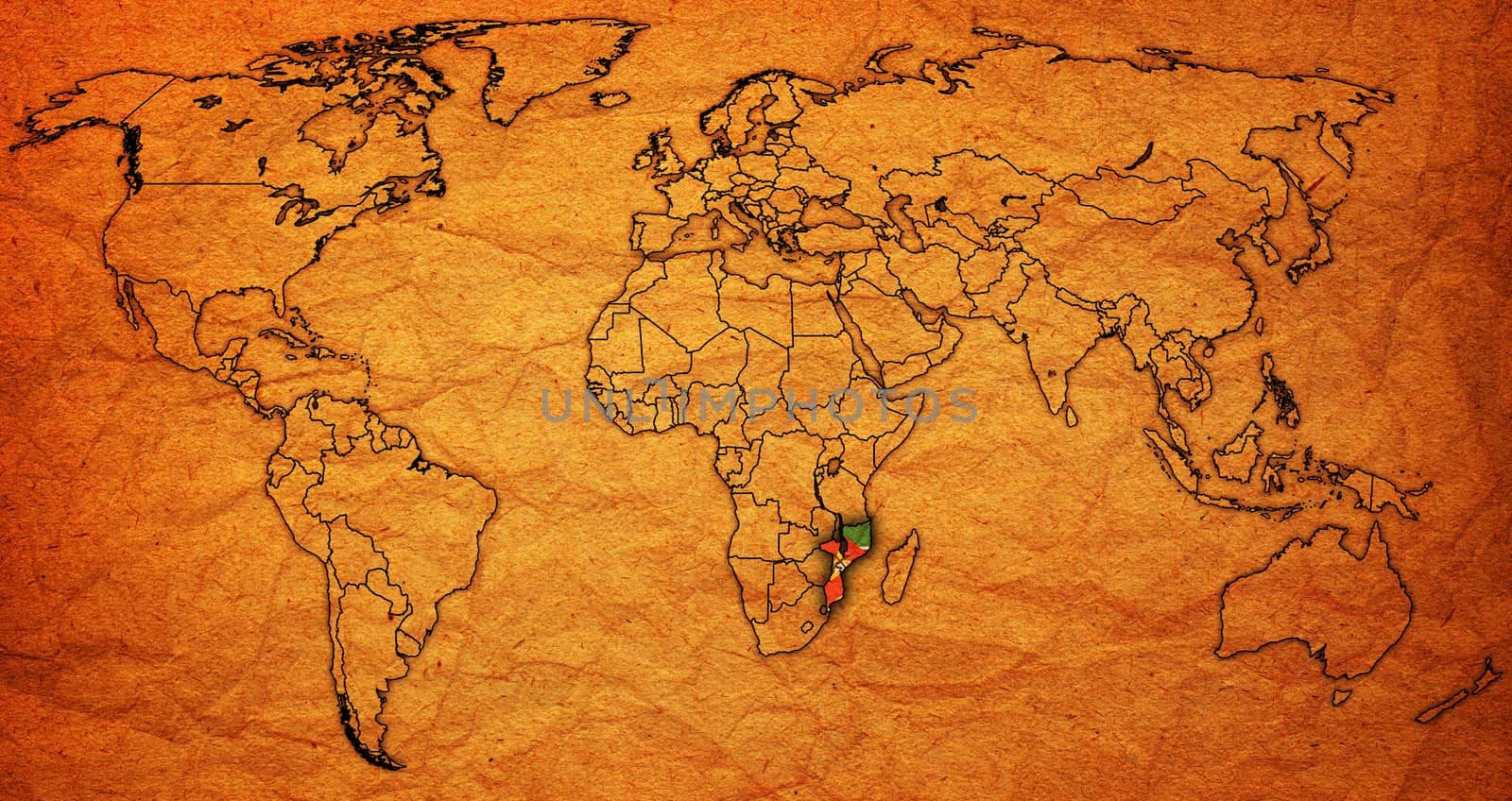 Mozambique territory on world map by michal812