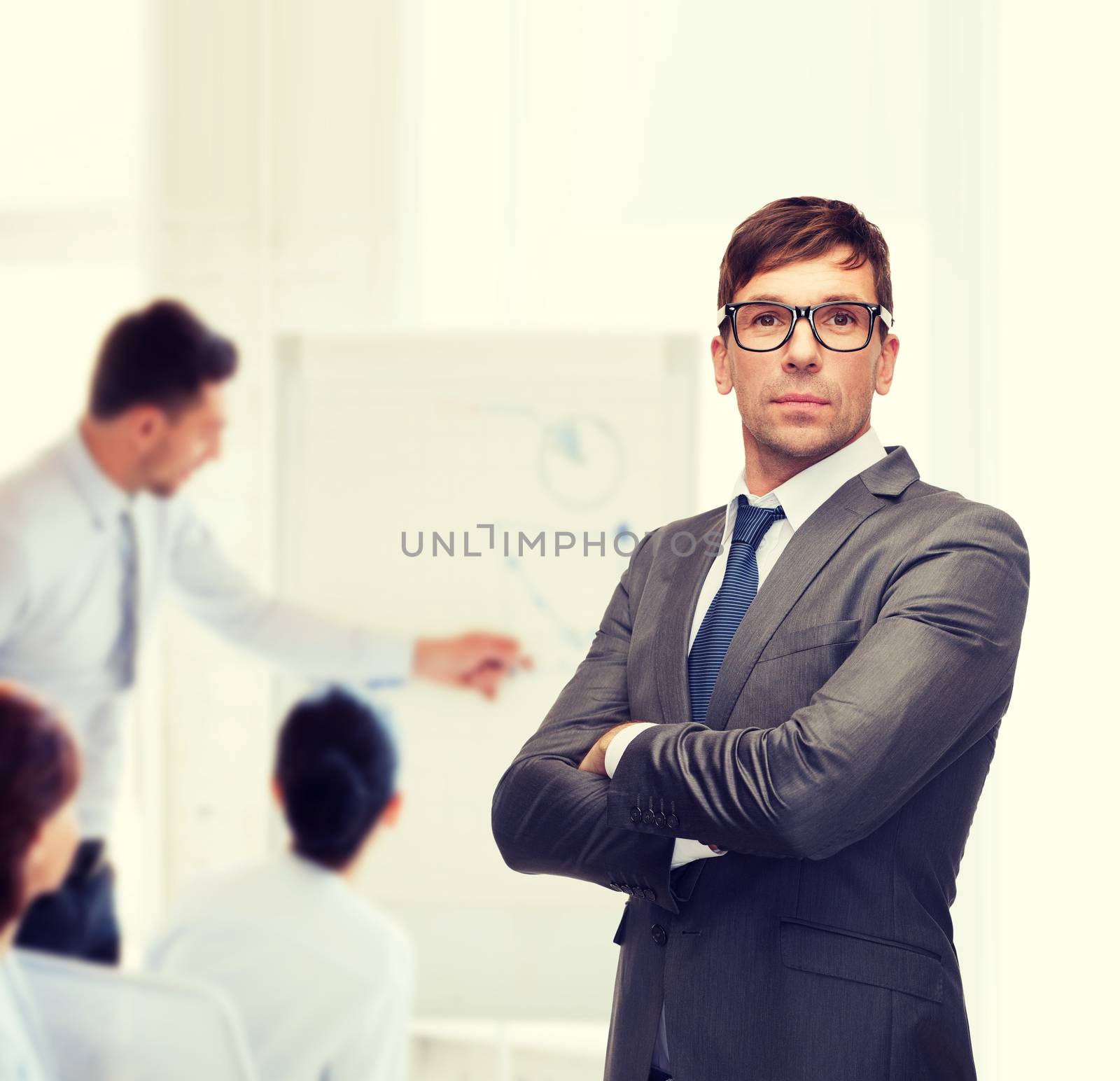 attractive buisnessman or teacher in glasses by dolgachov