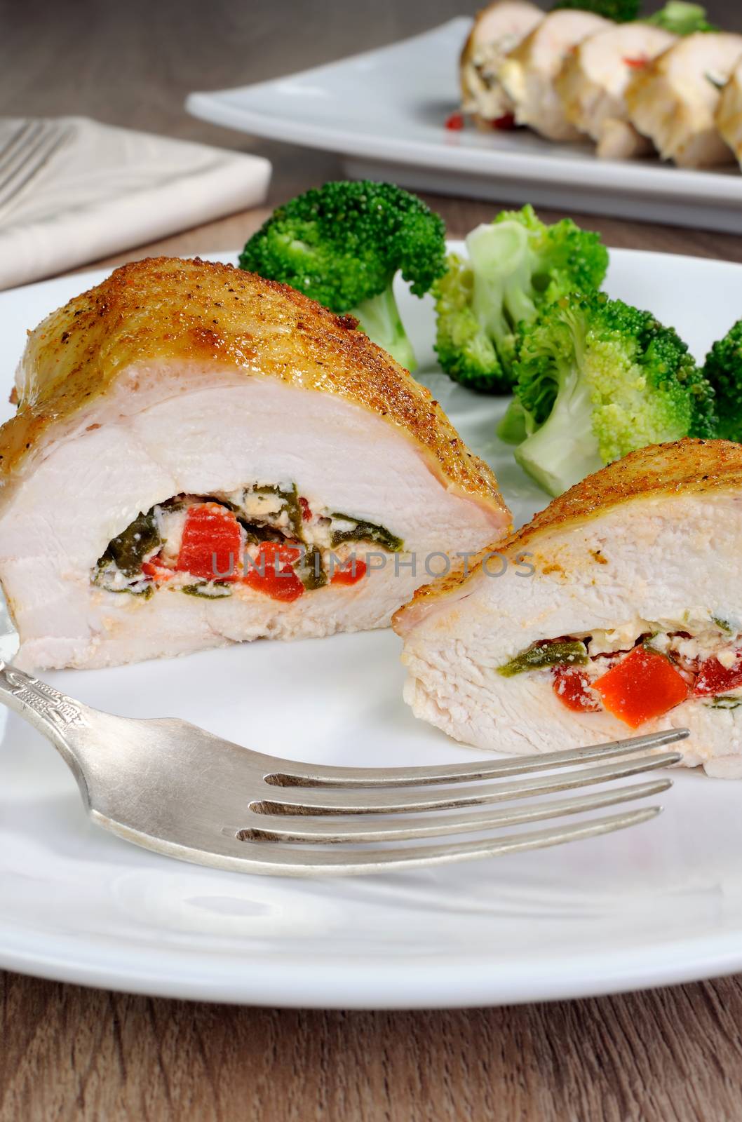 Chicken breast stuffed  ricotta, tomato and spinach by Apolonia