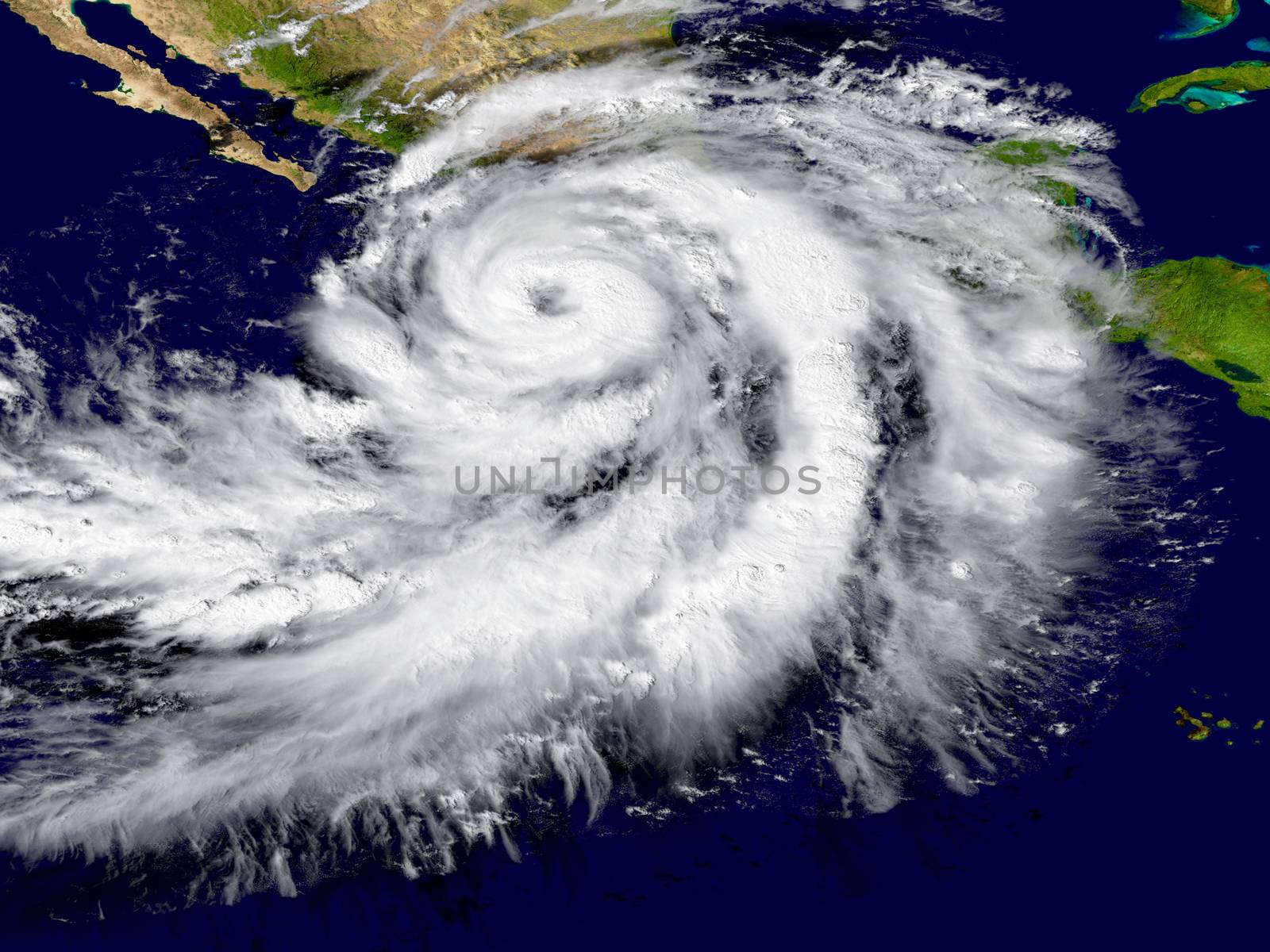 Illustration of hurricane Patricia over the Pacific approaching Mexico. Elements of this image furnished by NASA
