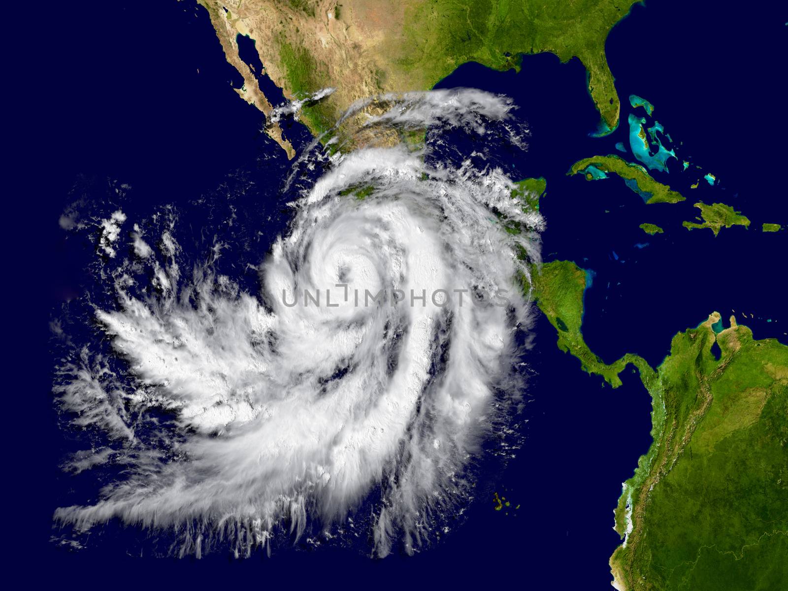 Illustration of hurricane Patricia over the Pacific approaching Mexico. Elements of this image furnished by NASA