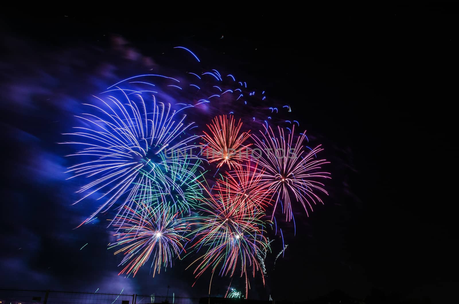 Very beautiful firework in to the sky of Pamplona/ Spain in celebrating